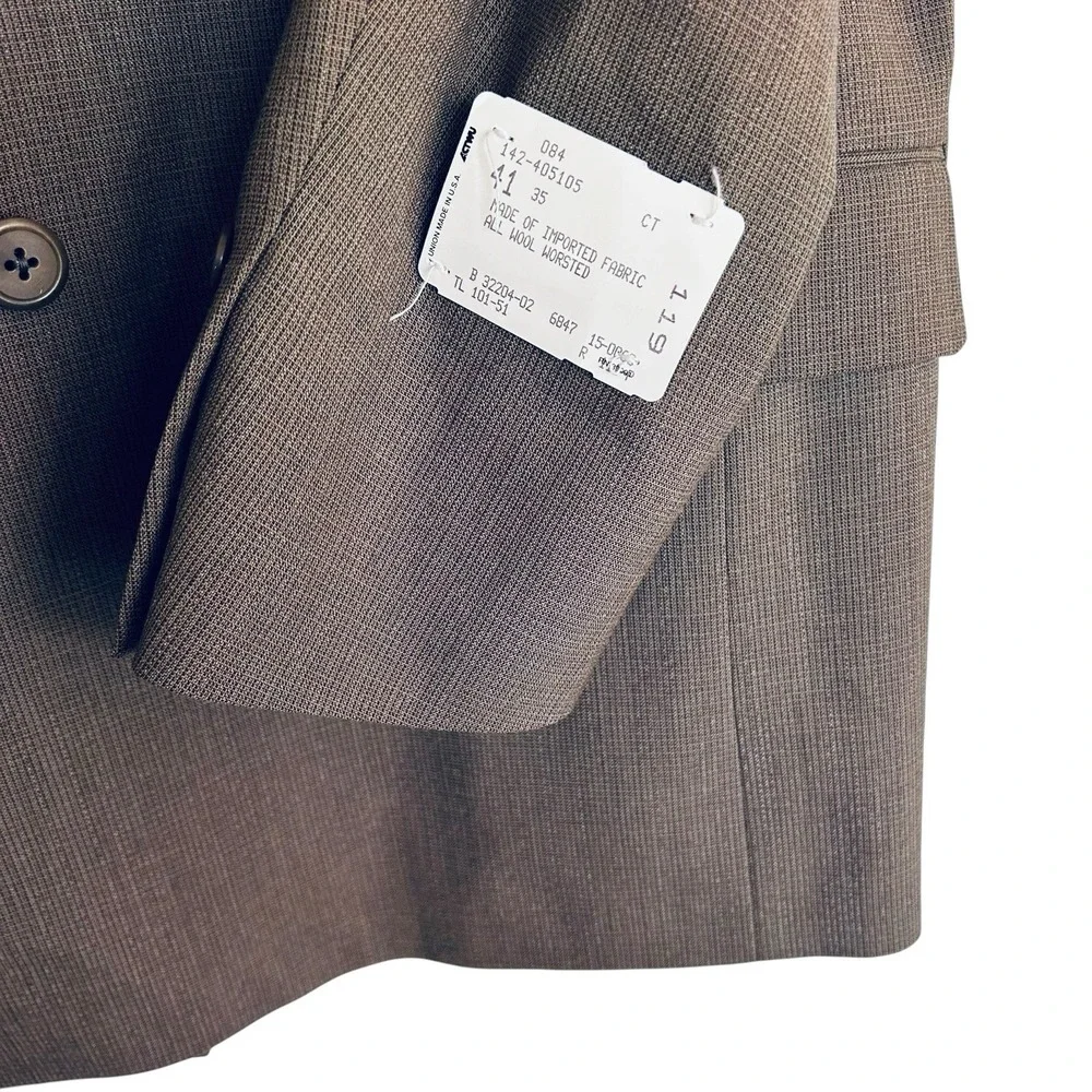 Hart Schaffner Marx Impressions Double Breasted Blazer 41R Brown Vintage NWT